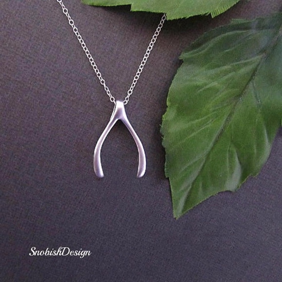 NEW STERLING SILVER Wishbone Necklace PENDT18'INCH - Picture 1 of 7